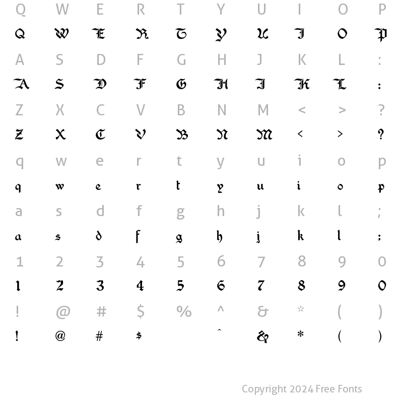 Character Map of WashingtonText Regular