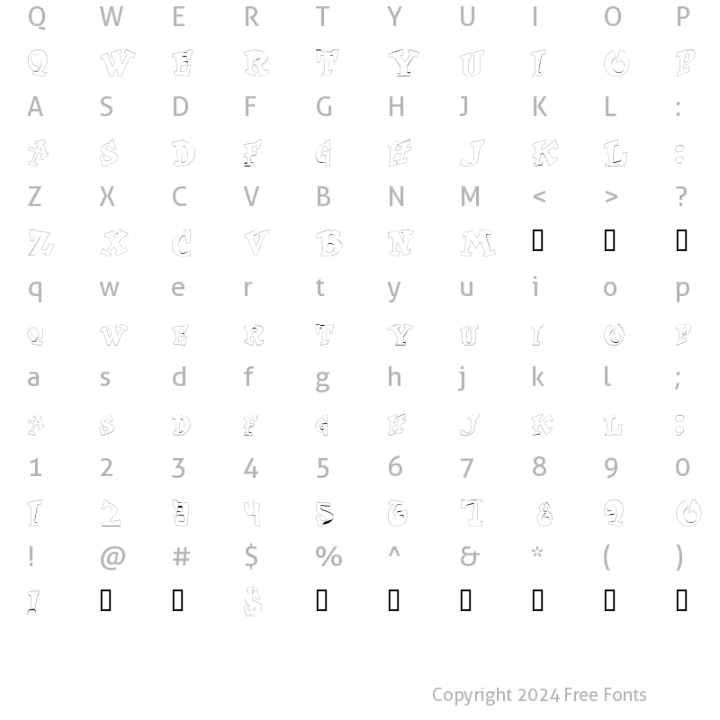 Character Map of WassOutline Regular