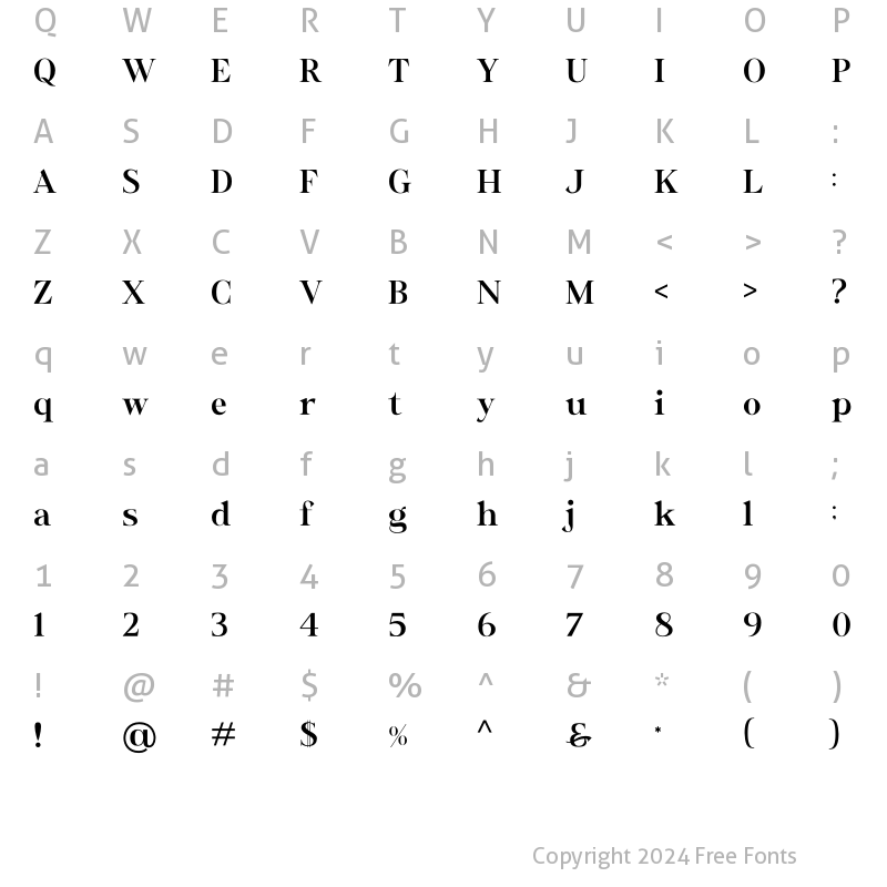 Character Map of Wastinger Display Regular