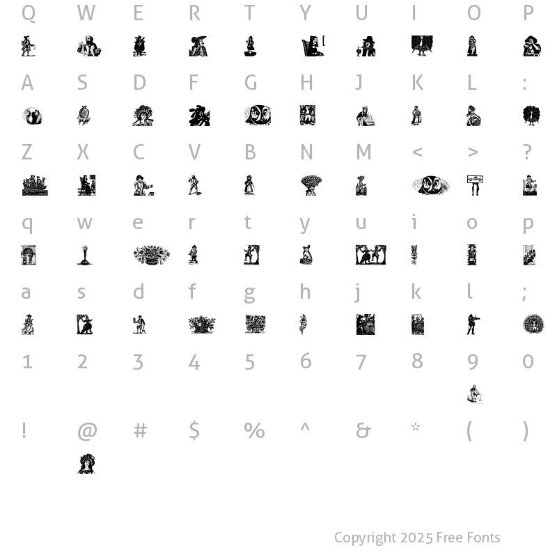 Character Map of WasWoodcuts Regular