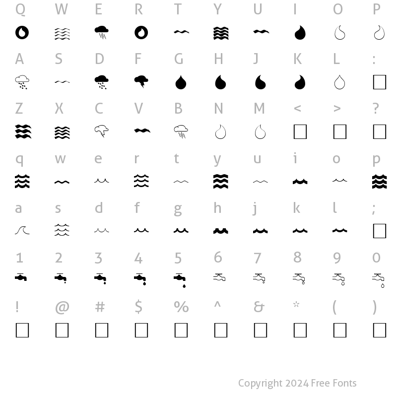 Character Map of WaterFont Regular