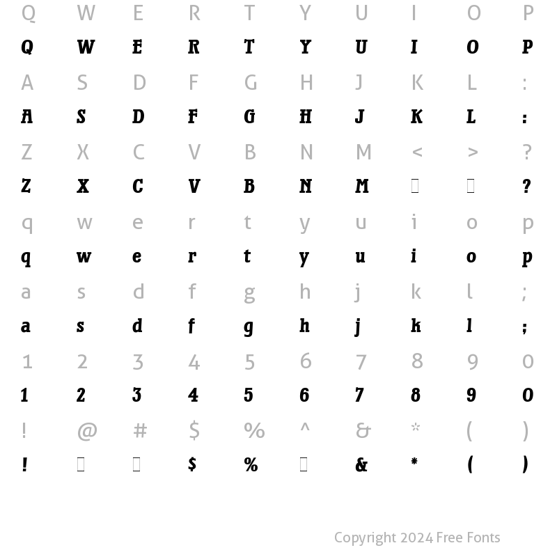 Character Map of Waterloo-Bold Bold