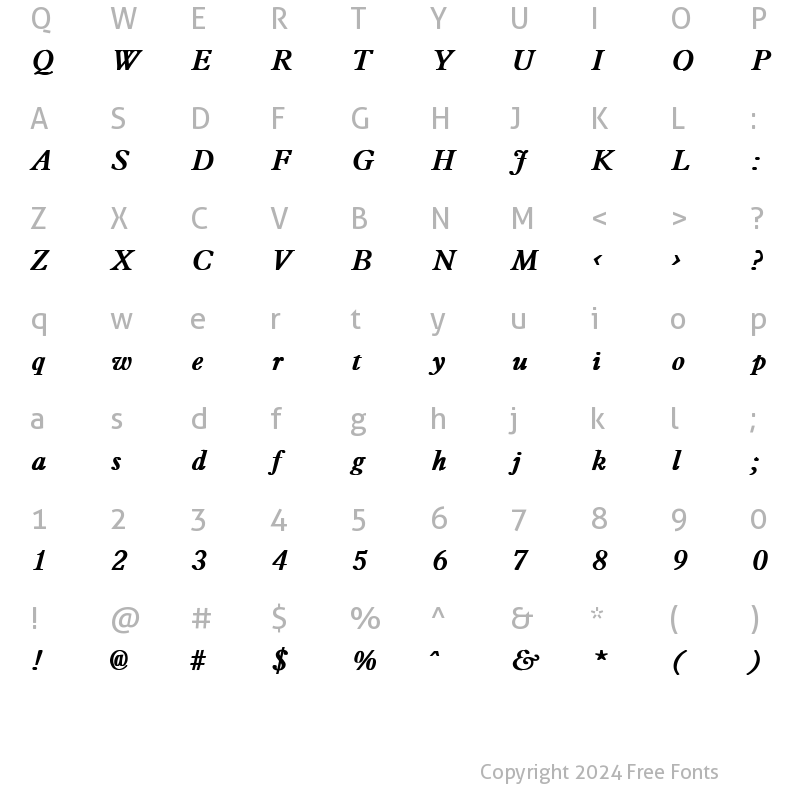 Character Map of Waterloo Bold