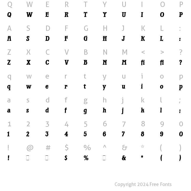 Character Map of Waterloo Bold LET Plain