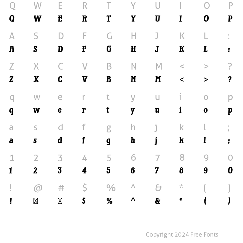 Character Map of Waterloo Bold Std Regular