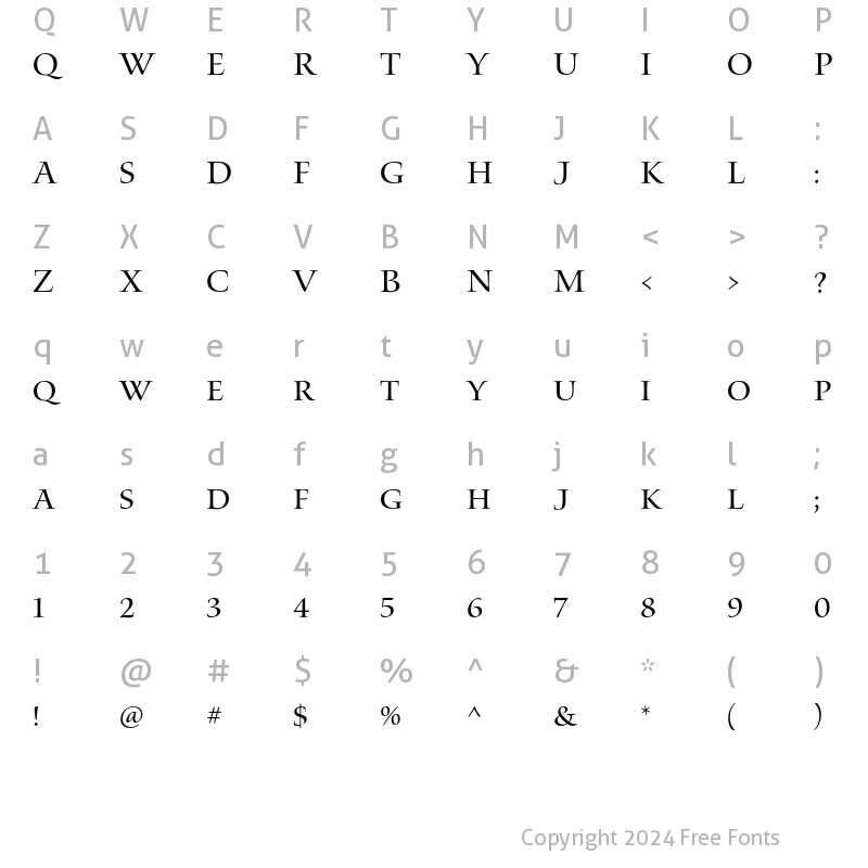 Character Map of Waters Titling MM Regular