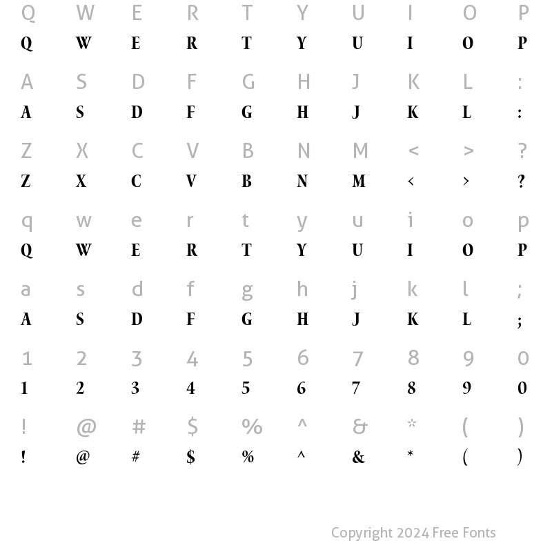 Character Map of Waters Titling Pro Bold Condensed