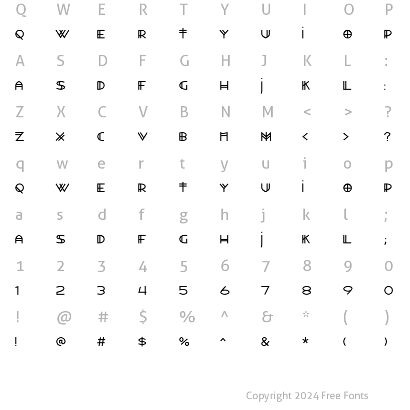 Character Map of Watertown Alternate Regular