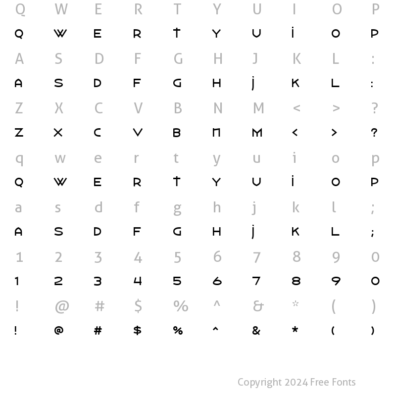 Character Map of Watertown Bold Regular