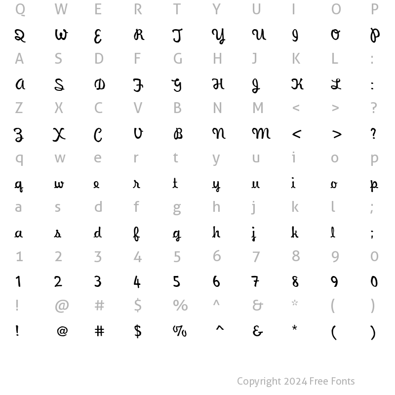 Character Map of WaveeWeekend Regular