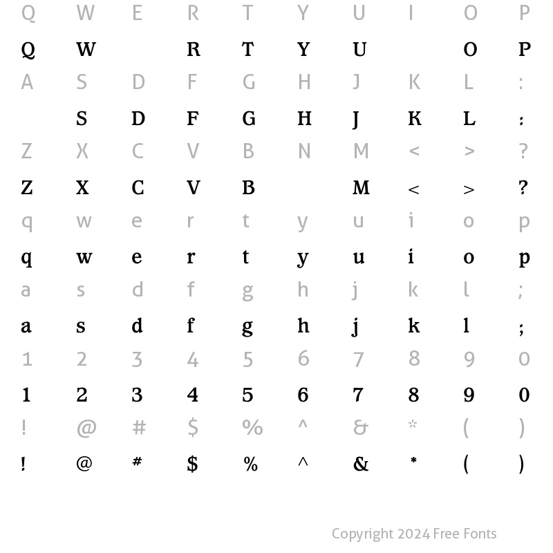 Character Map of WaverlyBold Regular