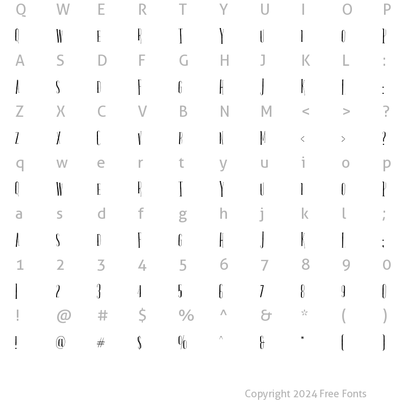 Character Map of Wavetone Extra Regular