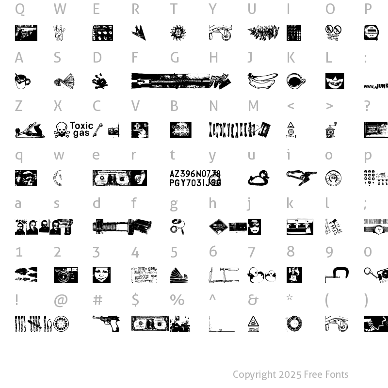 Character Map of Waving My Arms in the Air Regular