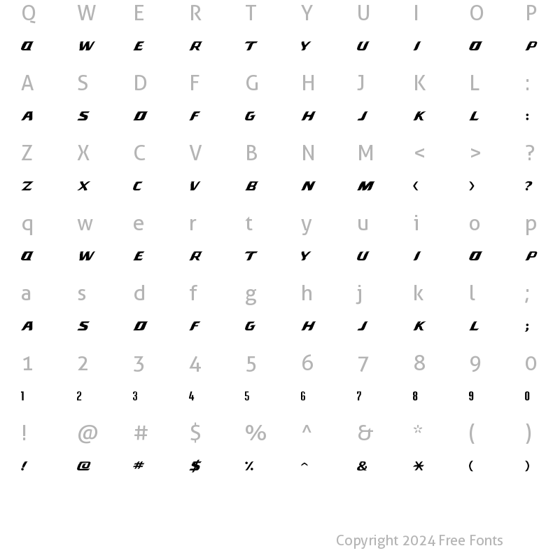 Character Map of Wayne Fonts Regular