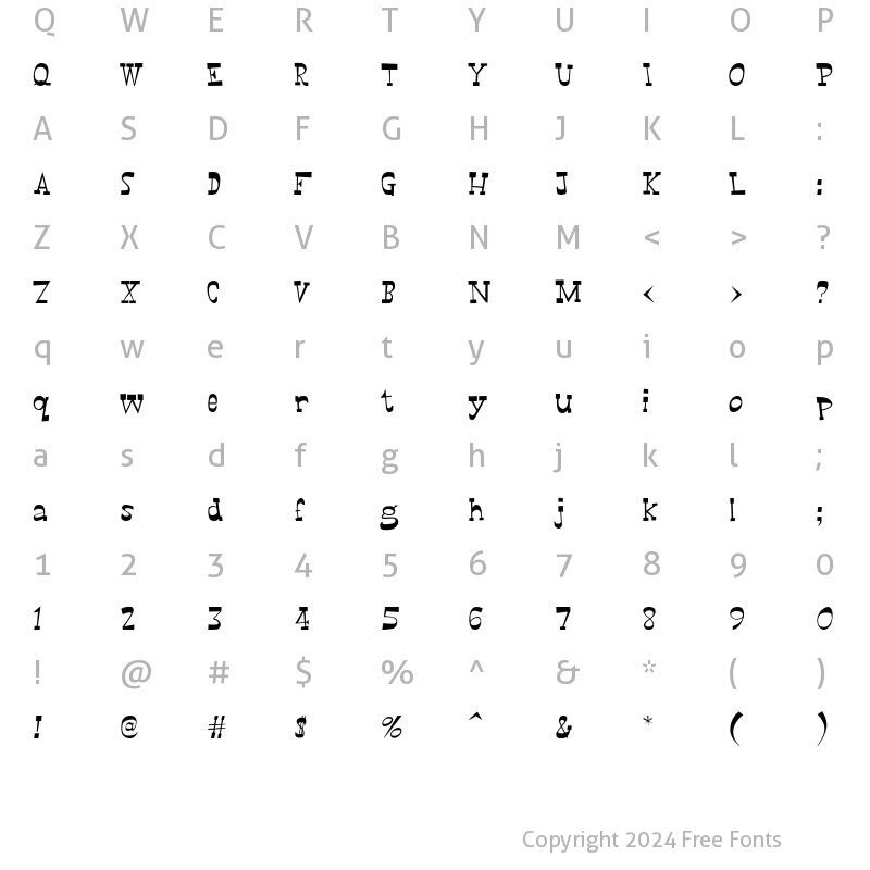 Character Map of WayOutWest Regular