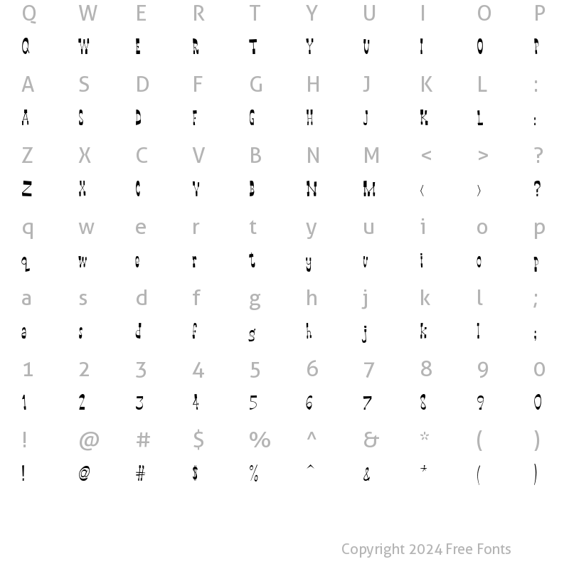 Character Map of WayOutWest Slim