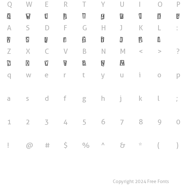 Character Map of Wazoo BoxedCaps Regular