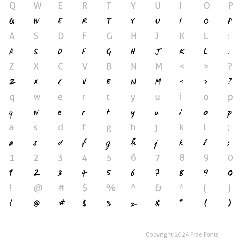 Character Map of WC Mano Negra Bta Regular