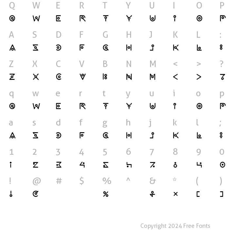 Character Map of we are alien!! Regular