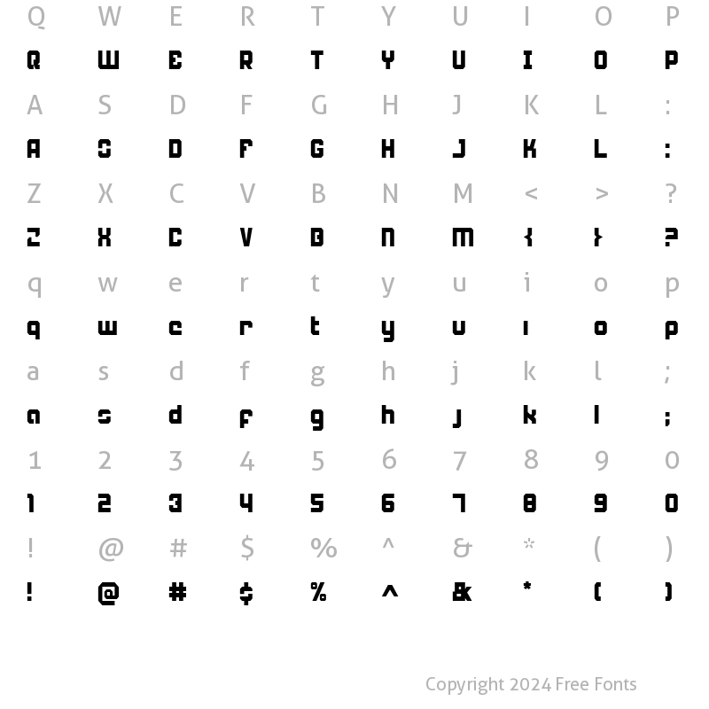 Character Map of Weaponeer Condensed Condensed