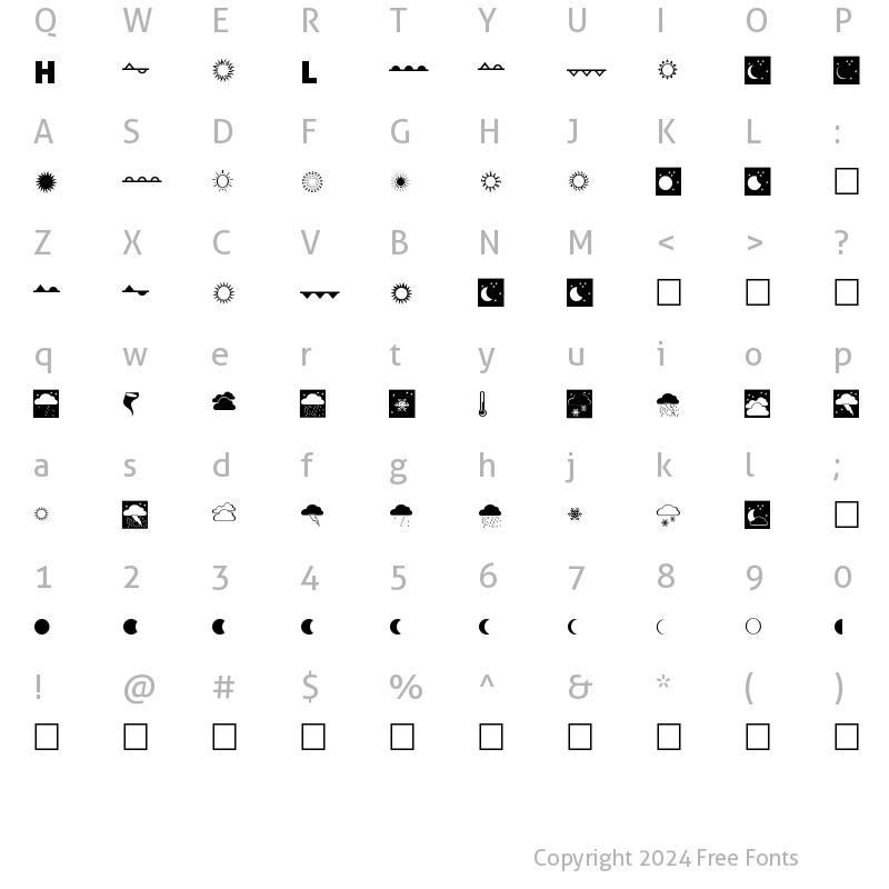 Character Map of Weather Regular