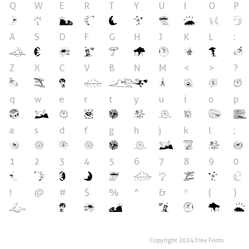 Character Map of WeatherBats Regular