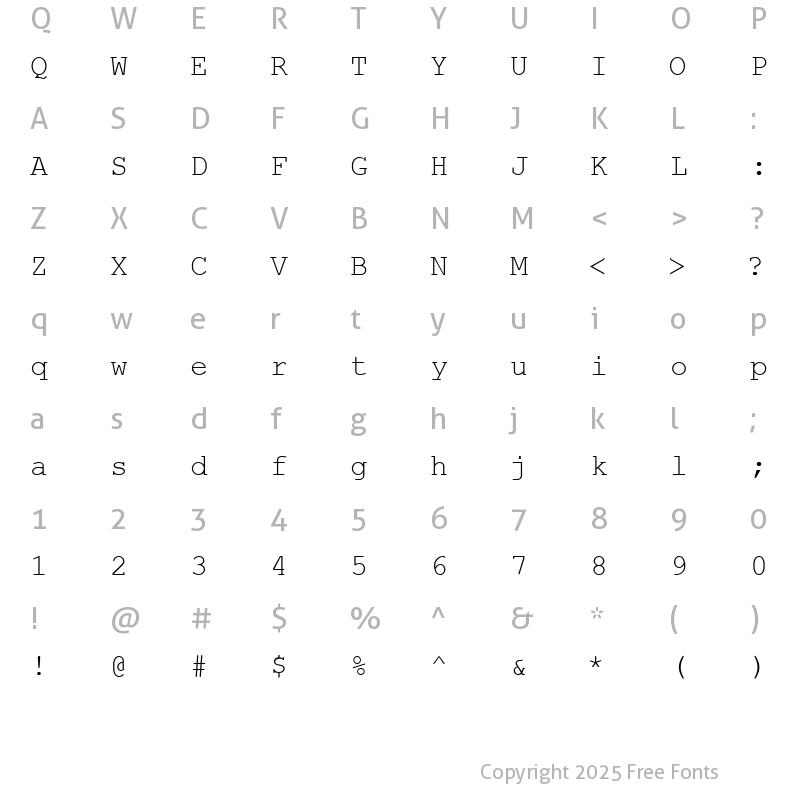 Character Map of Web Hebrew Monospace Regular