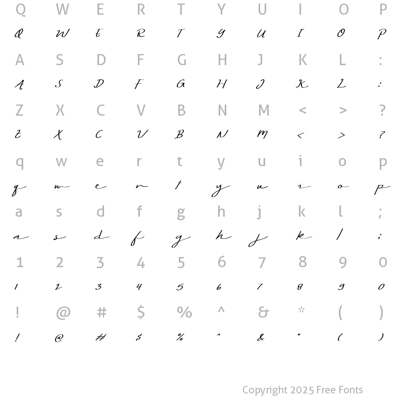 Character Map of WEDNESDAY Night Italic