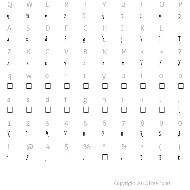 Character Map of Weehah Regular