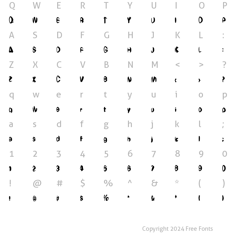 Character Map of WeirdoCrunched Regular