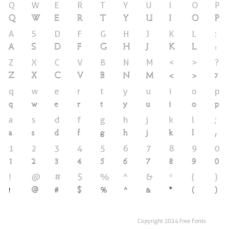 Character Map of Weiss Hollow Regular