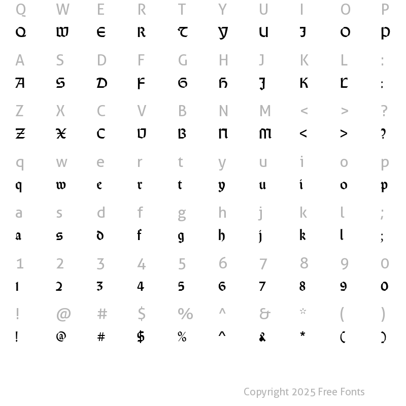 Character Map of Weiss Rundgotisch Regular