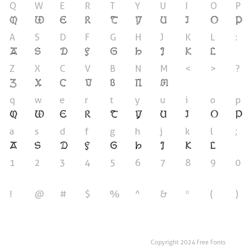 Character Map of WeissGotnitials Regular