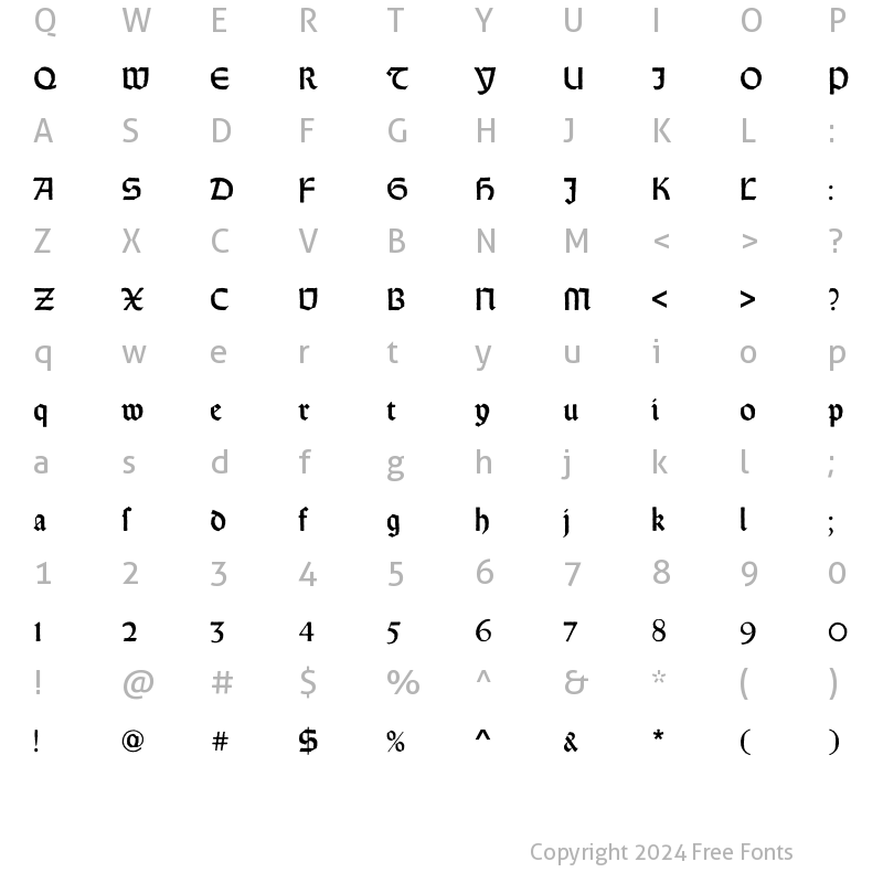 Character Map of WeissRunAntD Regular