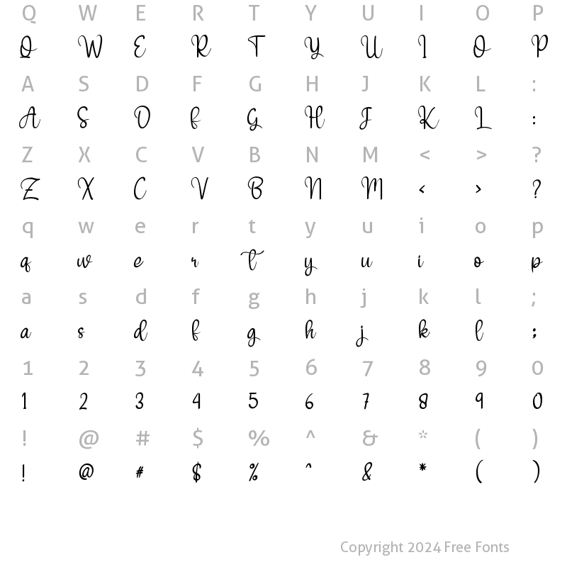 Character Map of Welcome Valentine Regular