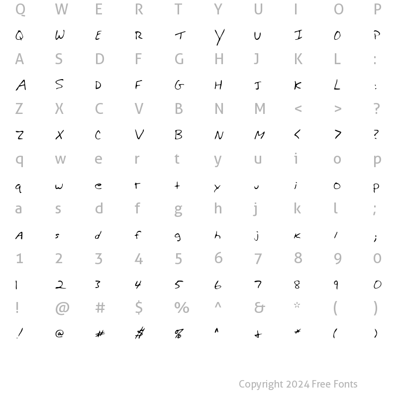 Character Map of WeldonsHand Regular