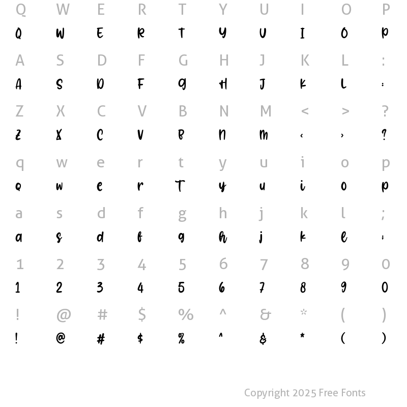 Character Map of Welking Regular