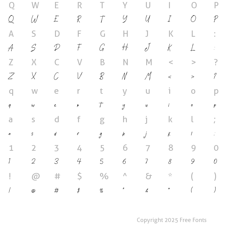 Character Map of Wellbotth Regular