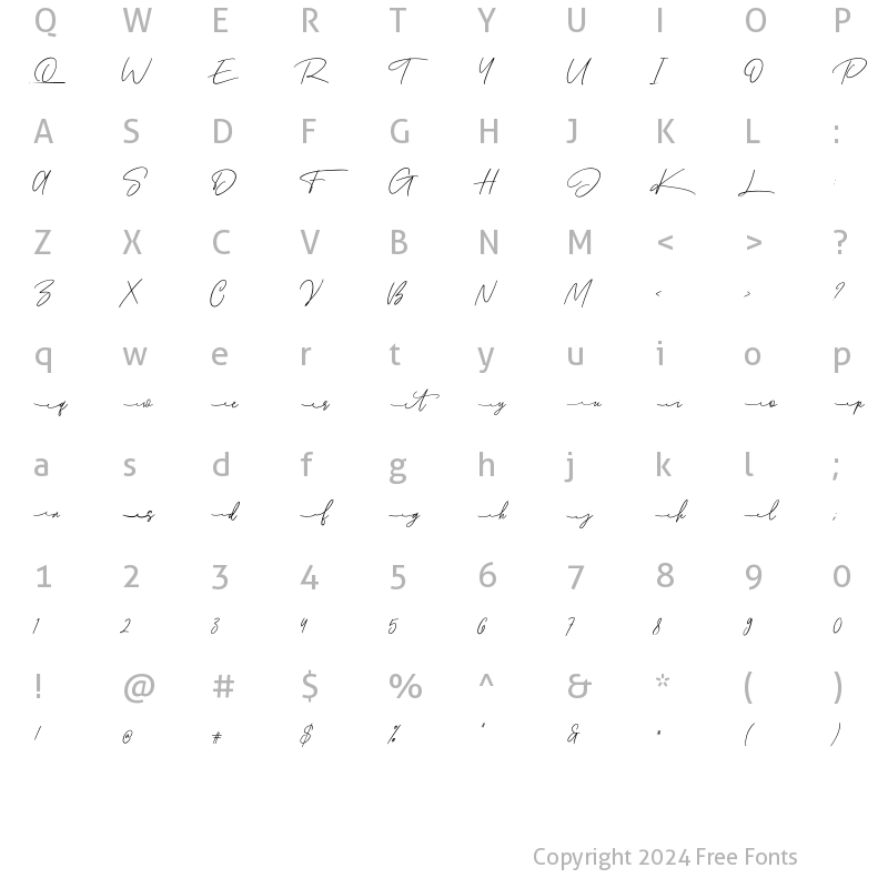 Character Map of Wellfare Alt Begin Swash Regular