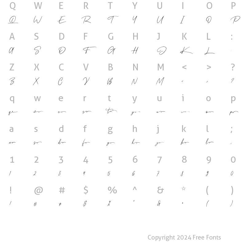 Character Map of Wellfare Alt End Swash Regular