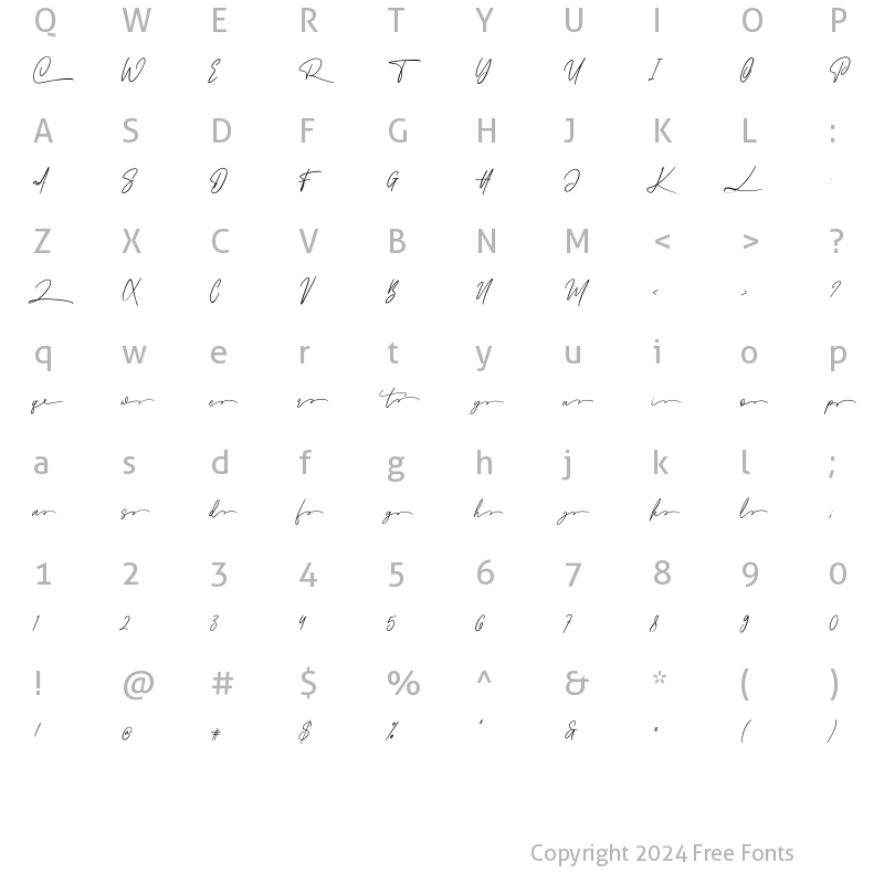 Character Map of Wellfare End Swash Regular