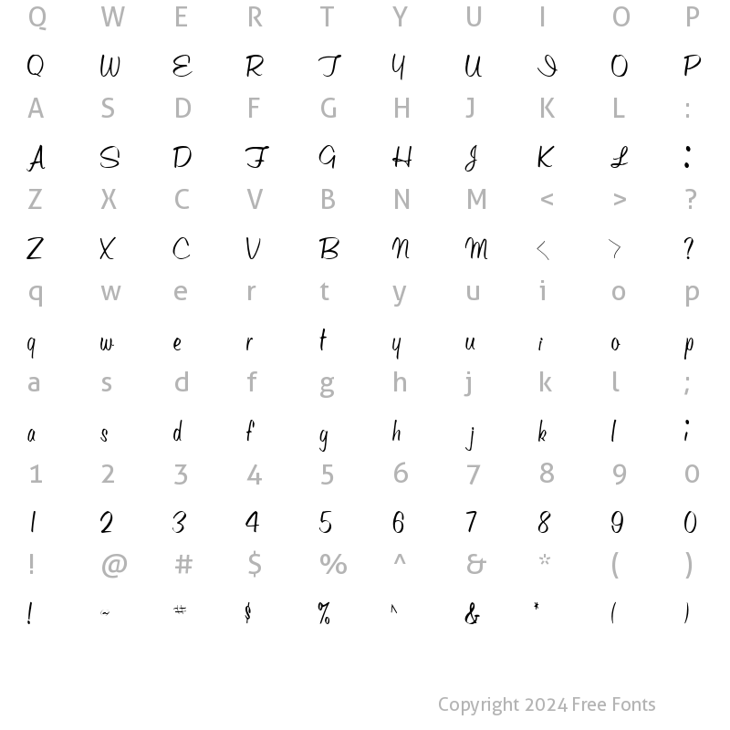 Character Map of WellOiled ttcon Regular