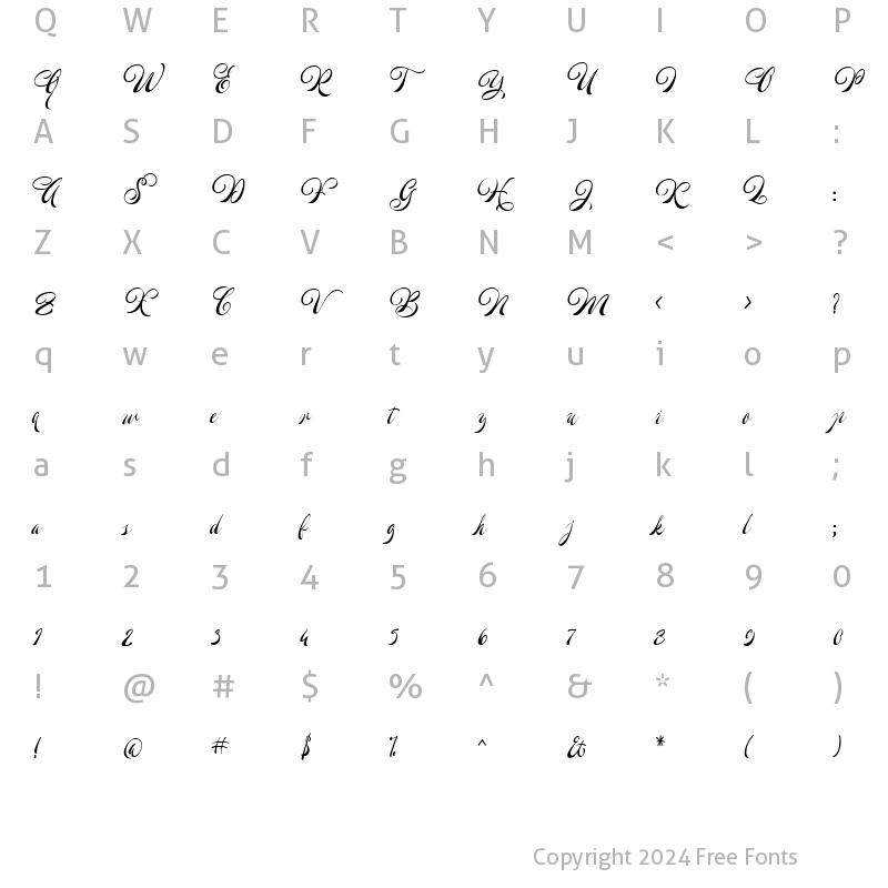 Character Map of Welroseltone Regular