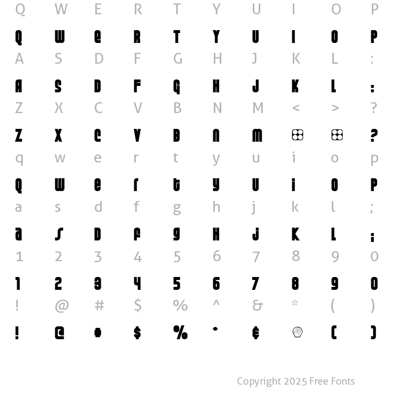 Character Map of Weltron Special Power Regular