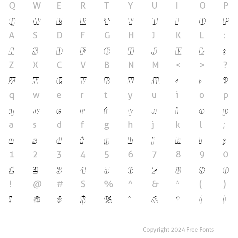 Character Map of WendyBeckerOutline Italic