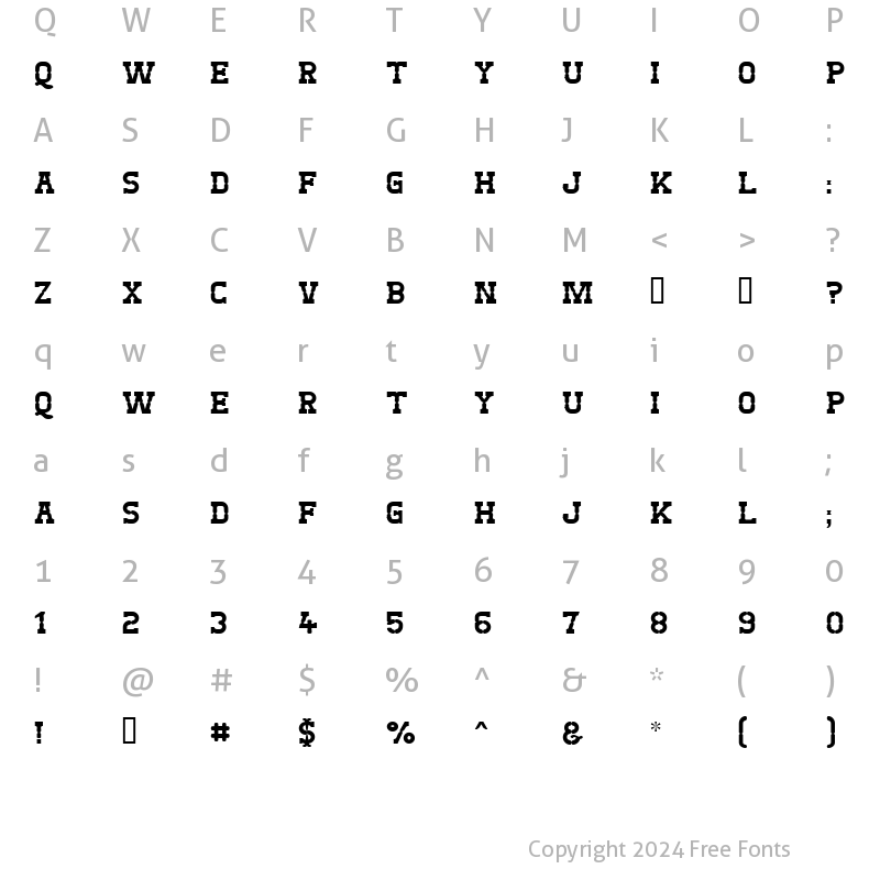 Character Map of West Test Regular