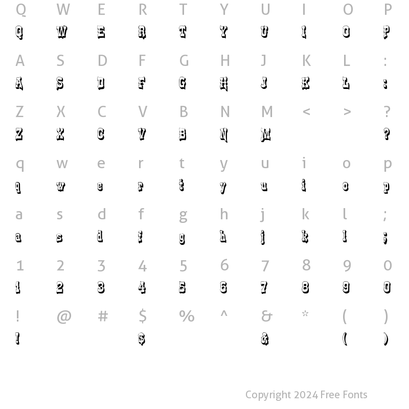 Character Map of WesternShadow Regular