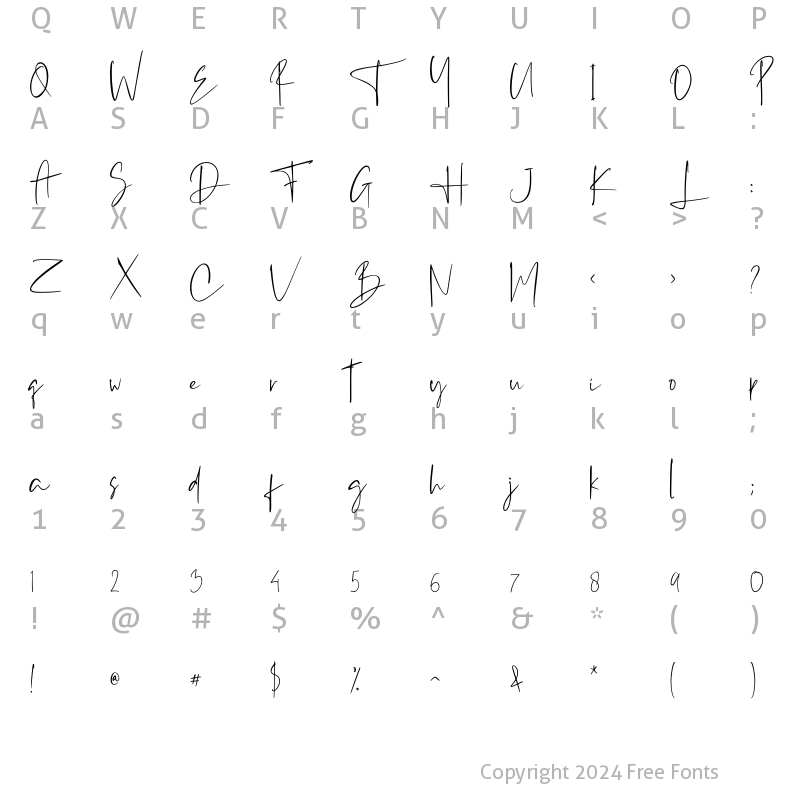 Character Map of Westony Regular