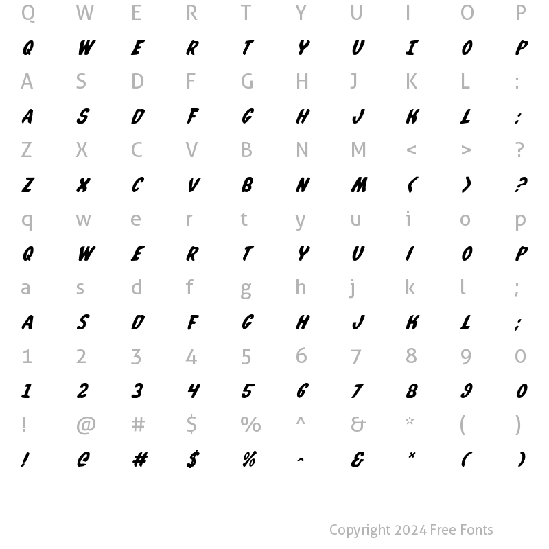 Character Map of Whatafont Italic Italic