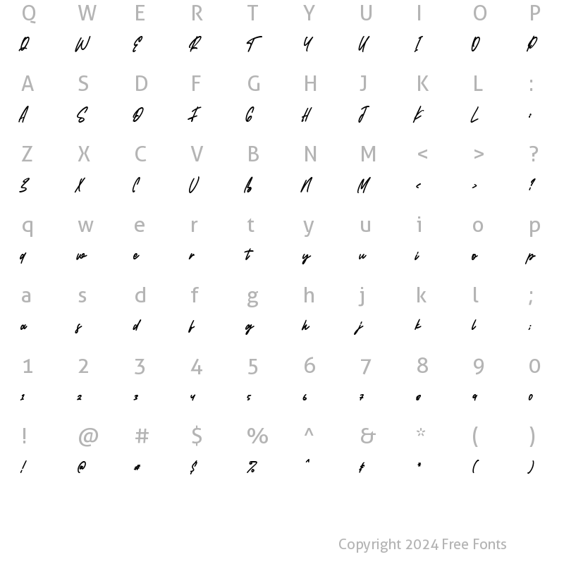 Character Map of Whatfords Regular